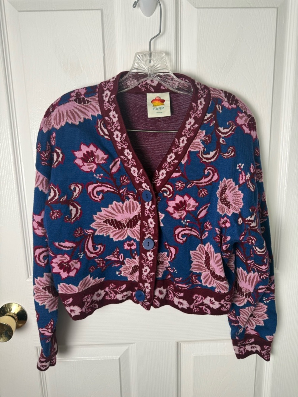 Farm Rio Flower Delicacy Jacquard Cardigan M - Picture 2 of 7
